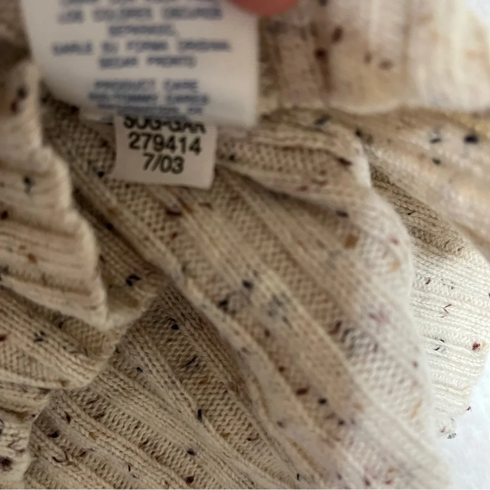 Tommy Jeans Girl's Sweater Vintage Y2k Beige Fleck Button Mock Neck Size Large